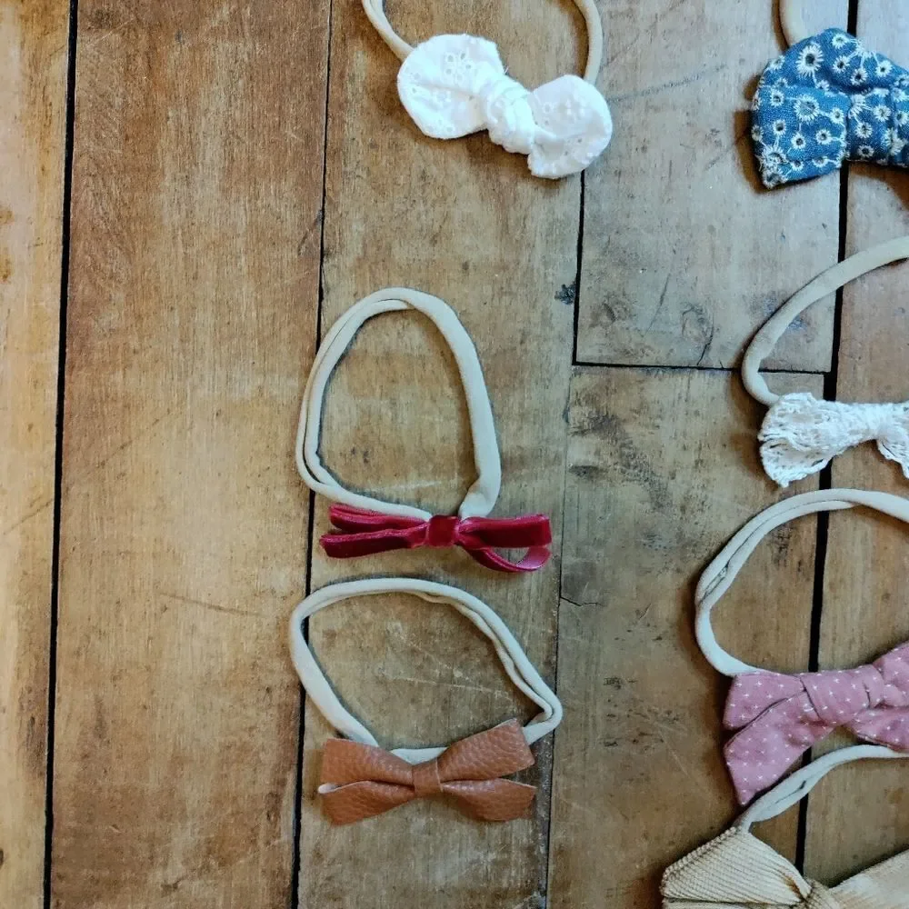 Newborn headbands bundle hair bows green red boho holiday Christmas soft band